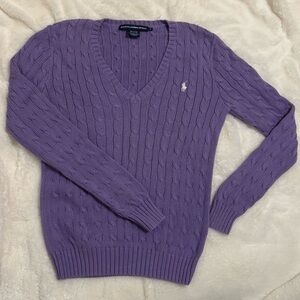 XL Polo Ralph Lauren Cable-Knit Cotton V-Neck Sweater